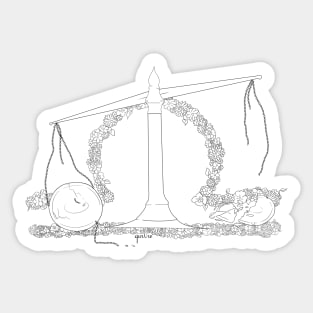 Libra Scales - Black and White Sticker